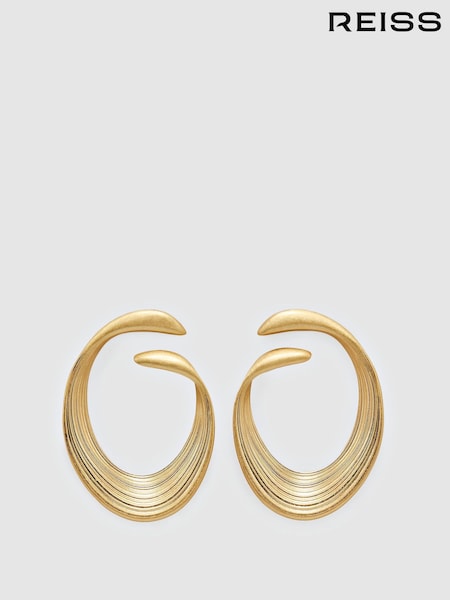 Gold Tone - Reiss Birdie Brushed Twist Loop Earrings