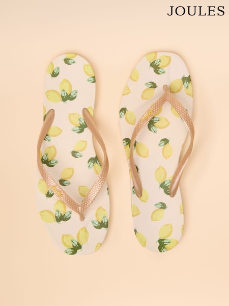 Joules Sunvale Cream Lemon Flip Flops (E00993) | £18