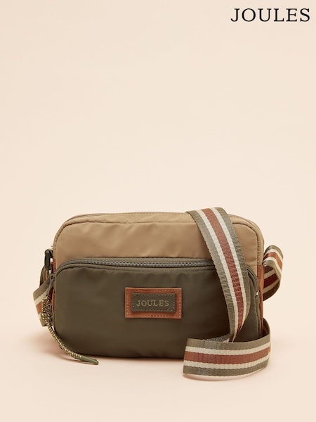Joules Marlow Brown & Green Nylon Cross-Body Bag (E01125) | £34