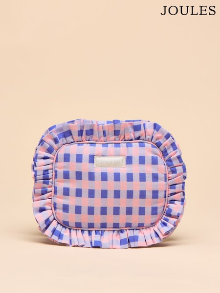 Joules Nina Pink & Lilac Cotton Frill Wash Bag (E01154) | £22