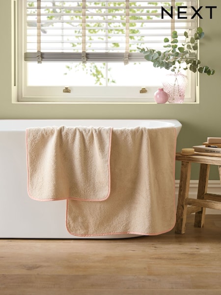 Peach Pink Colour Pop Trim 100% Cotton Towel (E01347) | £10 - £20