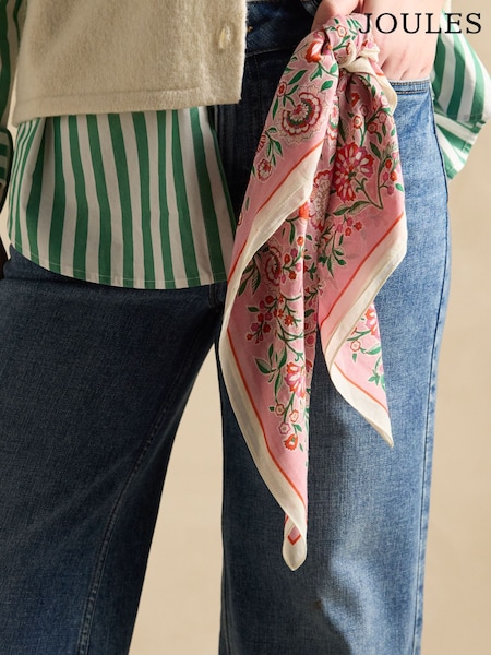 Joules Kensington Pink/Orange Cotton Scarf (E01390) | £20