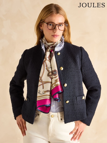 Joules Windsor Cream & Pink Printed Long 100% Silk Scarf (E01395) | £45