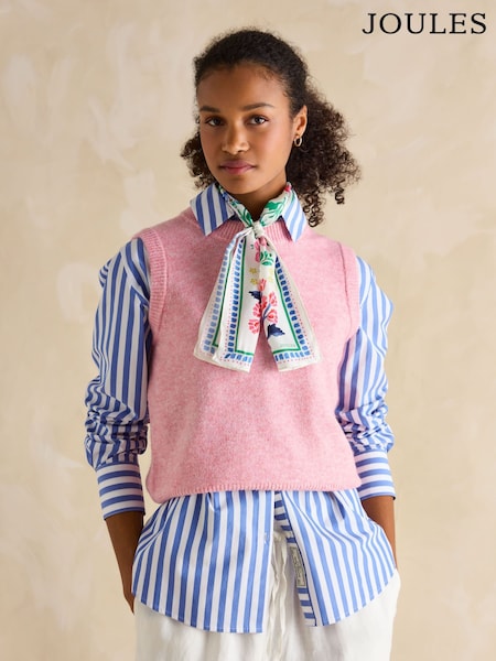 Joules Highgrove Cream Tile Print Skinny Printed 100% Silk Scarf (E01401) | £20