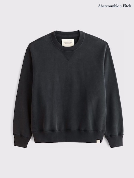 Black - Regular Abercrombie & Fitch Essential Crew Jersey Sweatshirt