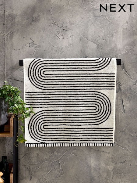 Black/White Geo Swirl 100% Cotton Towels (E01558) | £8 - £18