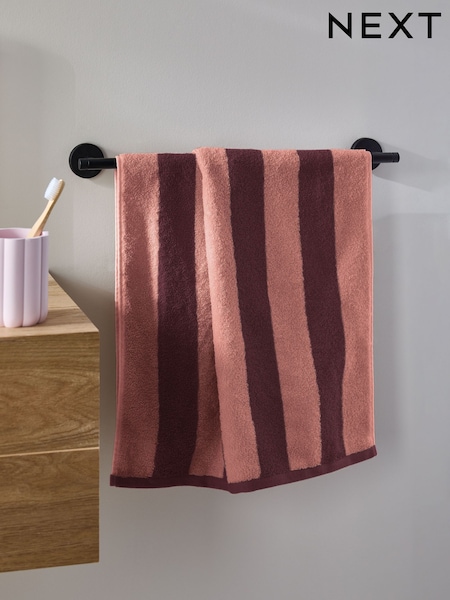 Berry Pink Stripe 100% Cotton Towel (E01573) | £8 - £18