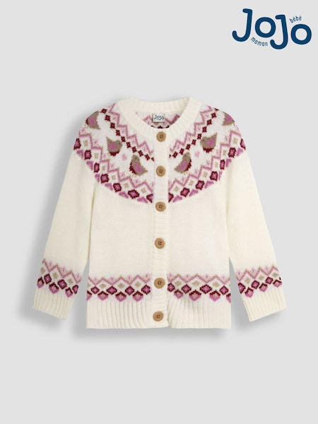 JoJo Maman Bébé Cream Robin Festive Cardigan (E01694) | £12