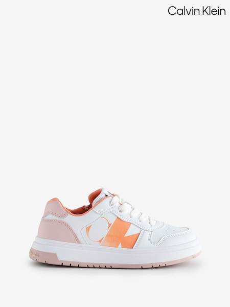 Calvin Klein White Low Cut Lace-Up Sneakers (E01714) | £80