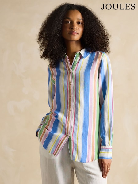 Joules Maeva Stripe Relaxed Fit 100% Linen Shirt (E01782) | £59