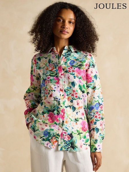 Joules Maeva Multi Floral Relaxed Fit 100% Linen Shirt (E01786) | £69