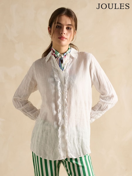 Joules Selene White 100% Linen Shirt (E01796) | £65