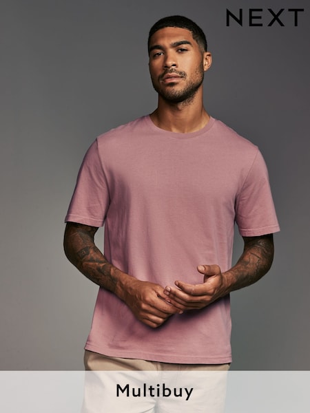 Pink Blush Regular Fit Essential Crew Neck Cotton T-Shirt (E01808) | £8