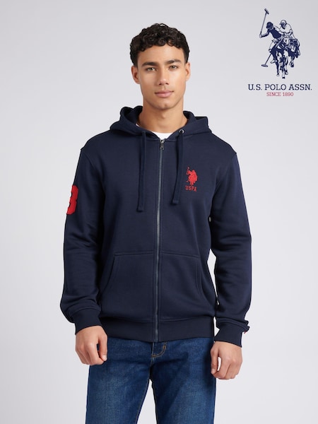 U.S. Polo Assn. Blue Mens Classic Fit 100% Cotton Player 3 Zip-Up Hoodie (E01825) | £75