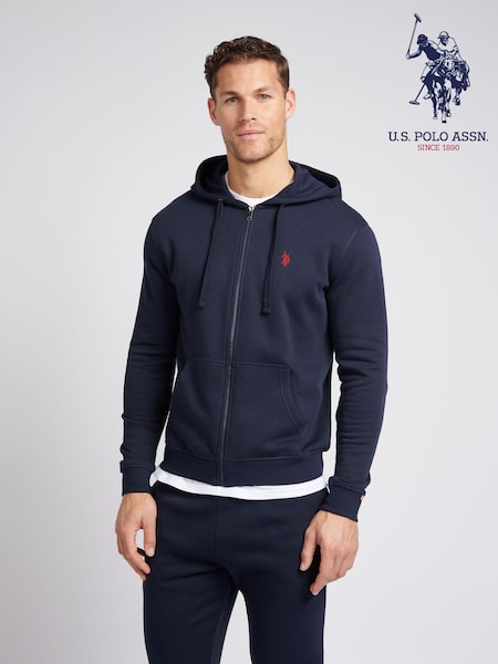 U.S. Polo Assn. Blue Mens Classic Fit 100% Cotton Double Horsemen Zip Up Hoodie (E01836) | £70