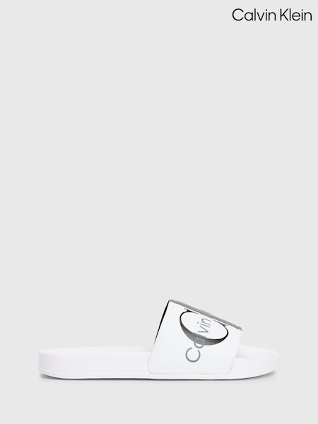 Calvin Klein White Logo Pool Slides (E01859) | £38