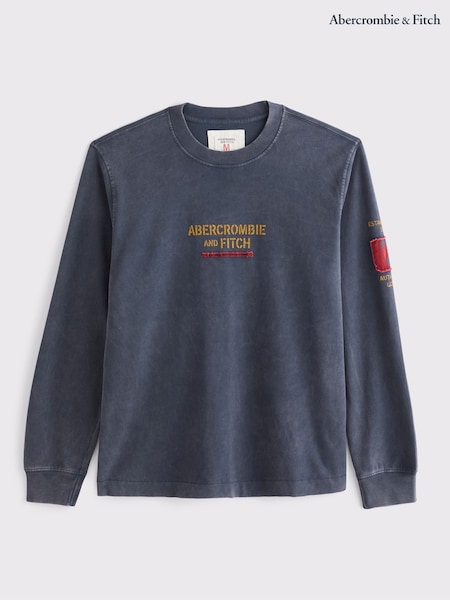 Navy - Regular Abercrombie & Fitch Long Sleeve Graphic T-shirt