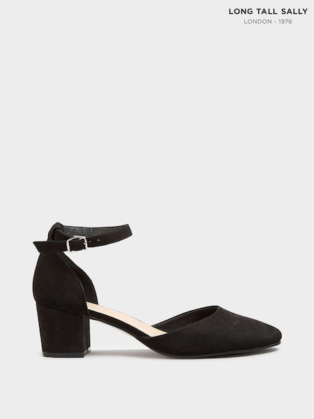 Long Tall Sally Black Block Heel Court Shoes (E02682) | £50