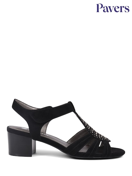 Pavers Black Pavers Cream Heeled Smart Sandals (E03023) | £35