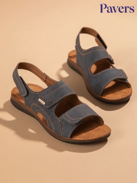 Pavers Blue Pavers Blue Triple Strap Touch Fasten Sandals (E03041) | £30
