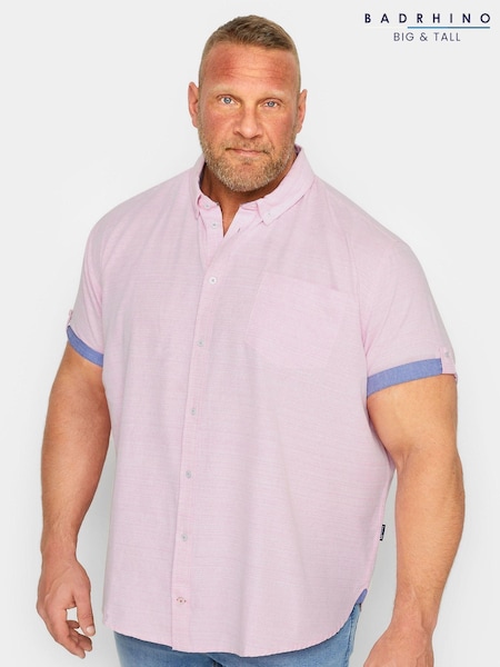 BadRhino Big & Tall Pink 100% Cotton Slub Shirt (E03114) | £30