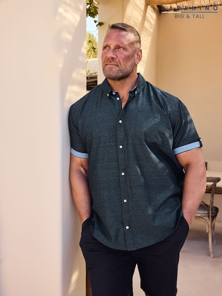 BadRhino Big & Tall Blue 100% Cotton Slub Shirt (E03115) | £30