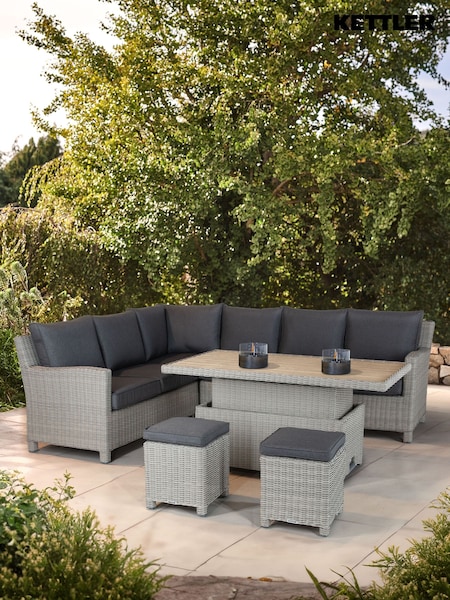 Kettler White Wash Palma Garden Corner Dining Lounge Set (E03184) | £2,250