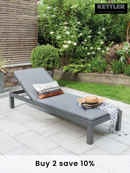 Kettler Slate Grey Elba Garden Sun Lounger with Cushion (E03190) | £300
