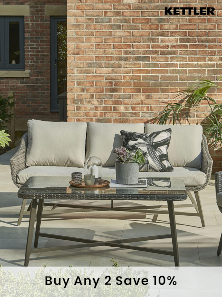 Kettler Grey Lamode Garden 3 Seater Sofa with Cushions (E03195) | £583