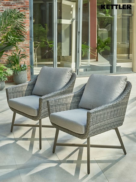Kettler Grey Lamode Garden Lounge Armchair Pair with Cushions (E03202) | £480