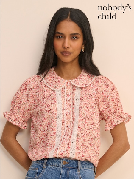 Pink - Nobodys Child Thimbolina Trim Detail Peter Pan Blouse