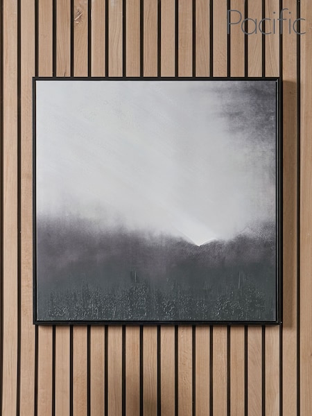 Pacific Monochrome Abstract Square Canvas with Black Frame (E04345) | £100