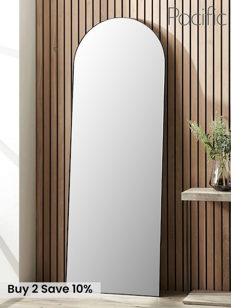 Pacific Black Slim Frame Arch Floor Mirror (E04355) | £350
