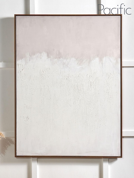 Pacific Natural Large Abstract Canvas with Natural Frame (E04387) | £150