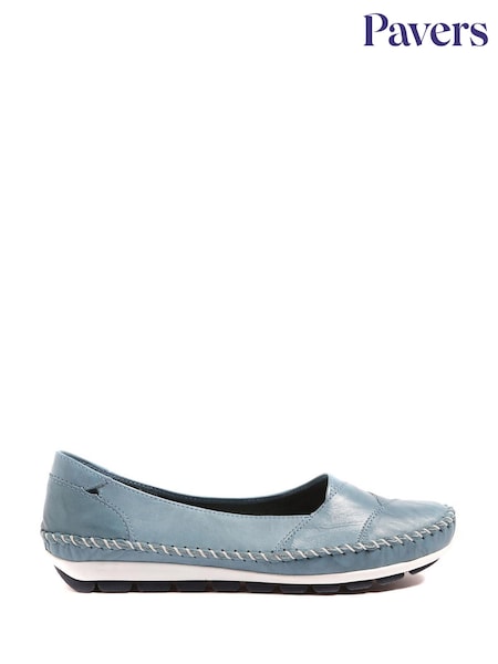 Pavers Blue Pavers Leather Slip On White Shoes (E04513) | £43