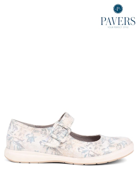 Pavers White Pavers Touch Fasten Mary Janes White Shoes (E04531) | £35