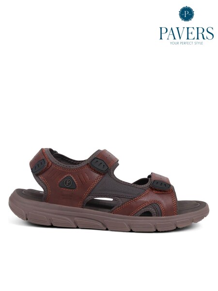 Pavers Brown Pavers Wide Fit Adjustable Brown Sandals (E04563) | £40