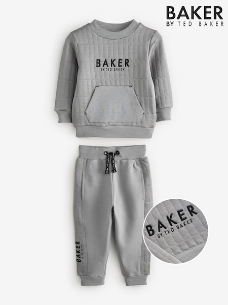 Baker by Ted Baker Grey Quilted Sweatshirt And Joggers Set (E04583) | £36 - £43