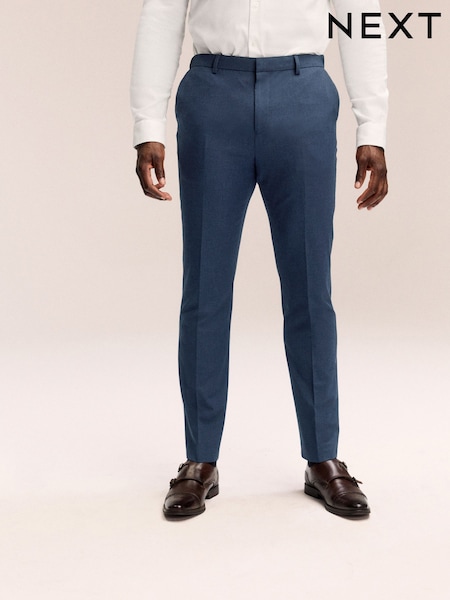 Navy Blue 1 Muscle Fit Elasticated Waist Motionflex Stretch Smart Trousers (E04747) | £40