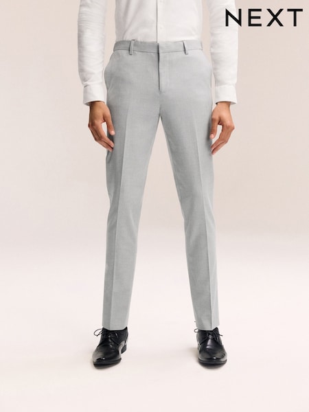 Light Grey Slim Fit Elasticated Waist Motionflex Stretch Smart Trousers (E04748) | £40