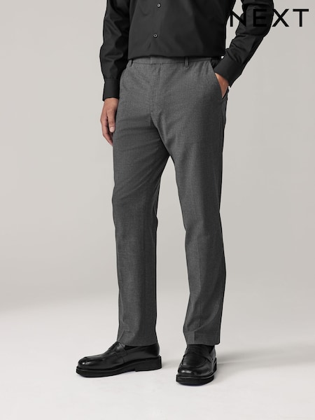 Charcoal Grey Muscle Fit Elasticated Waist Motionflex Stretch Smart Trousers (E04749) | £40