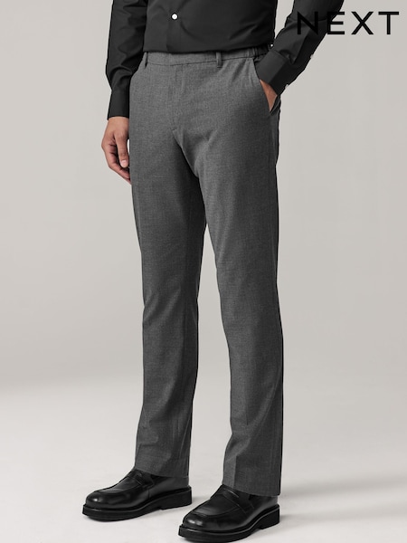 Charcoal Grey Slim Fit Elasticated Waist Motionflex Stretch Smart Trousers (E04750) | £40
