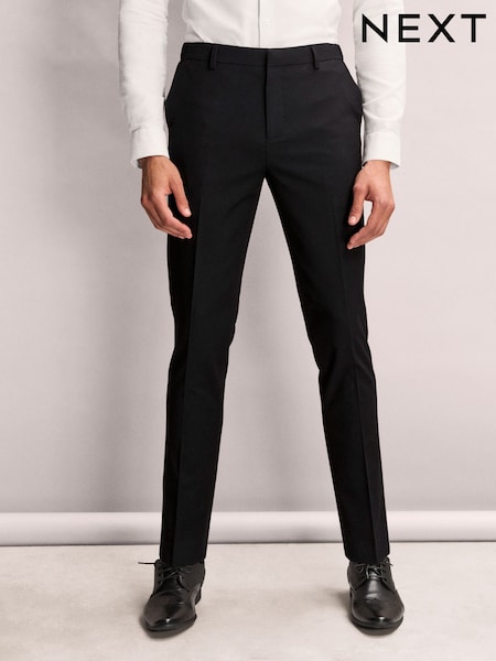 Black Slim Fit Elasticated Waist Motionflex Stretch Smart Trousers (E04751) | £40