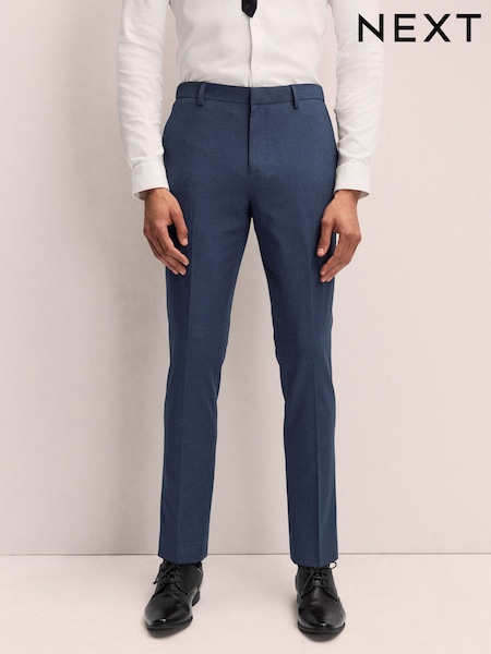Navy Blue Slim Fit Elasticated Waist Motionflex Stretch Smart Trousers (E04752) | £40