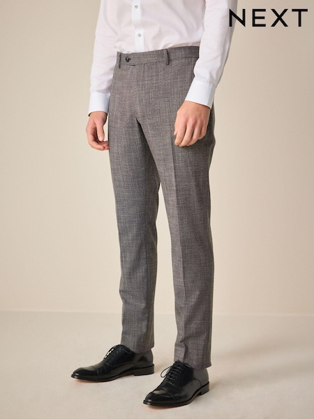 Burgundy Red Regular Fit Trimmed Textured Suit Trousers (E04812) | £45