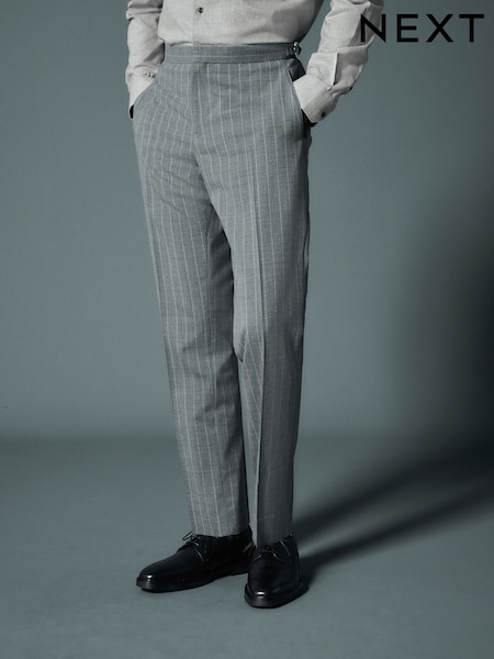 Grey Tailored Fit Wool Blend Stripe Trousers (E04819) | £65