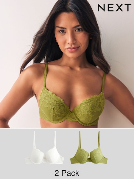 Green/Ecru Lace Bras 2 Pack (E05244) | £26