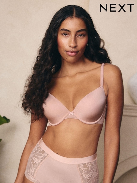 Light Pink Plunge Light Pad Lace Bra A-E (E05335) | £15
