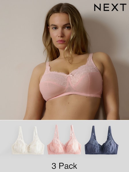 Navy/Pink/Cream Total Support Full Cup Lace Ultimate Comfort Bras 3 Pack (E05494) | £46