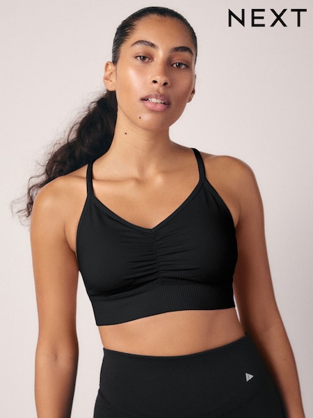 Black Seamless Strappy Sports Bra (E05501) | £15